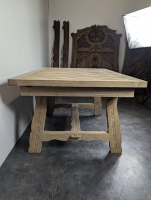 Rustic Pickled Table with Oak Extensions-HLV-2024388