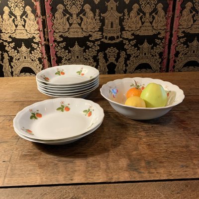 Rustic Porcelain Fruit Service, Set of 9-VBM-1094517