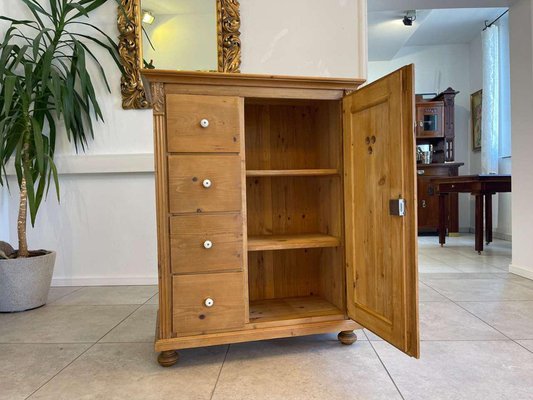 Rustic Porcelain & Wood & Pine Bread Cupboard, 1800s-PXE-2019640