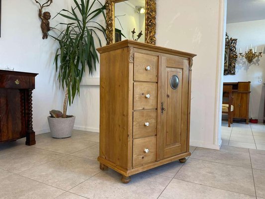 Rustic Porcelain & Wood & Pine Bread Cupboard, 1800s-PXE-2019640