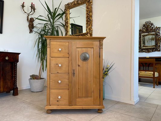 Rustic Porcelain & Wood & Pine Bread Cupboard, 1800s-PXE-2019640