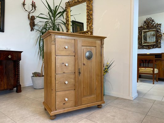 Rustic Porcelain & Wood & Pine Bread Cupboard, 1800s-PXE-2019640