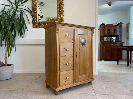 Rustic Porcelain & Wood & Pine Bread Cupboard, 1800s-PXE-2019640