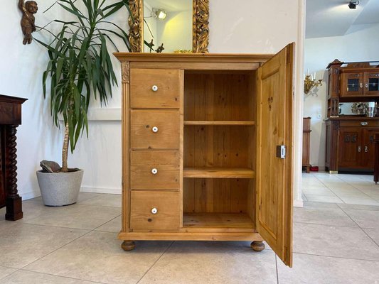 Rustic Porcelain & Wood & Pine Bread Cupboard, 1800s-PXE-2019640