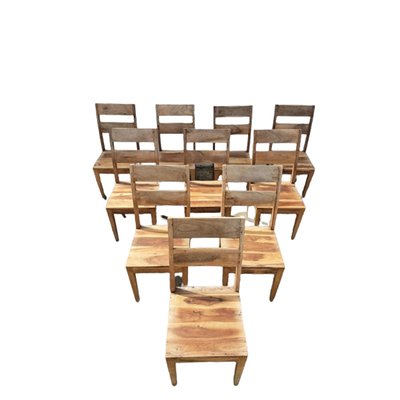 Rustic Solid Dining Table and Chairs, Rajasthan, India, Set of 11-TCS-1696467