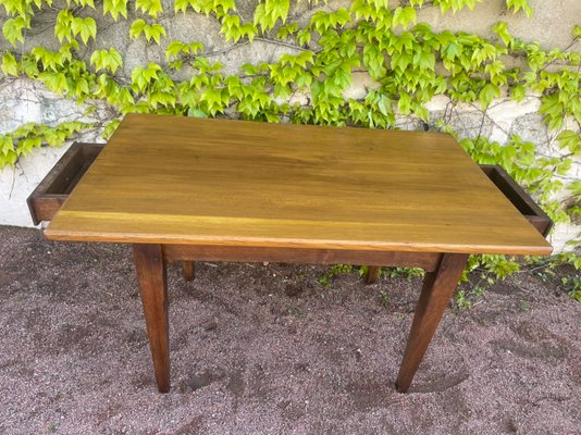 Rustic Solid Oak Table with 2 Drawers-SDV-919879