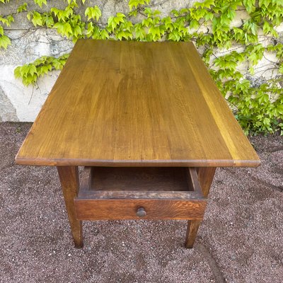 Rustic Solid Oak Table with 2 Drawers-SDV-919879