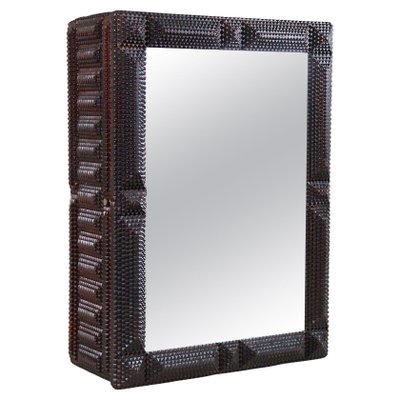 Rustic Tramp Art Wall Mirror Cabinet, Austria, 1890s-TQA-1367741