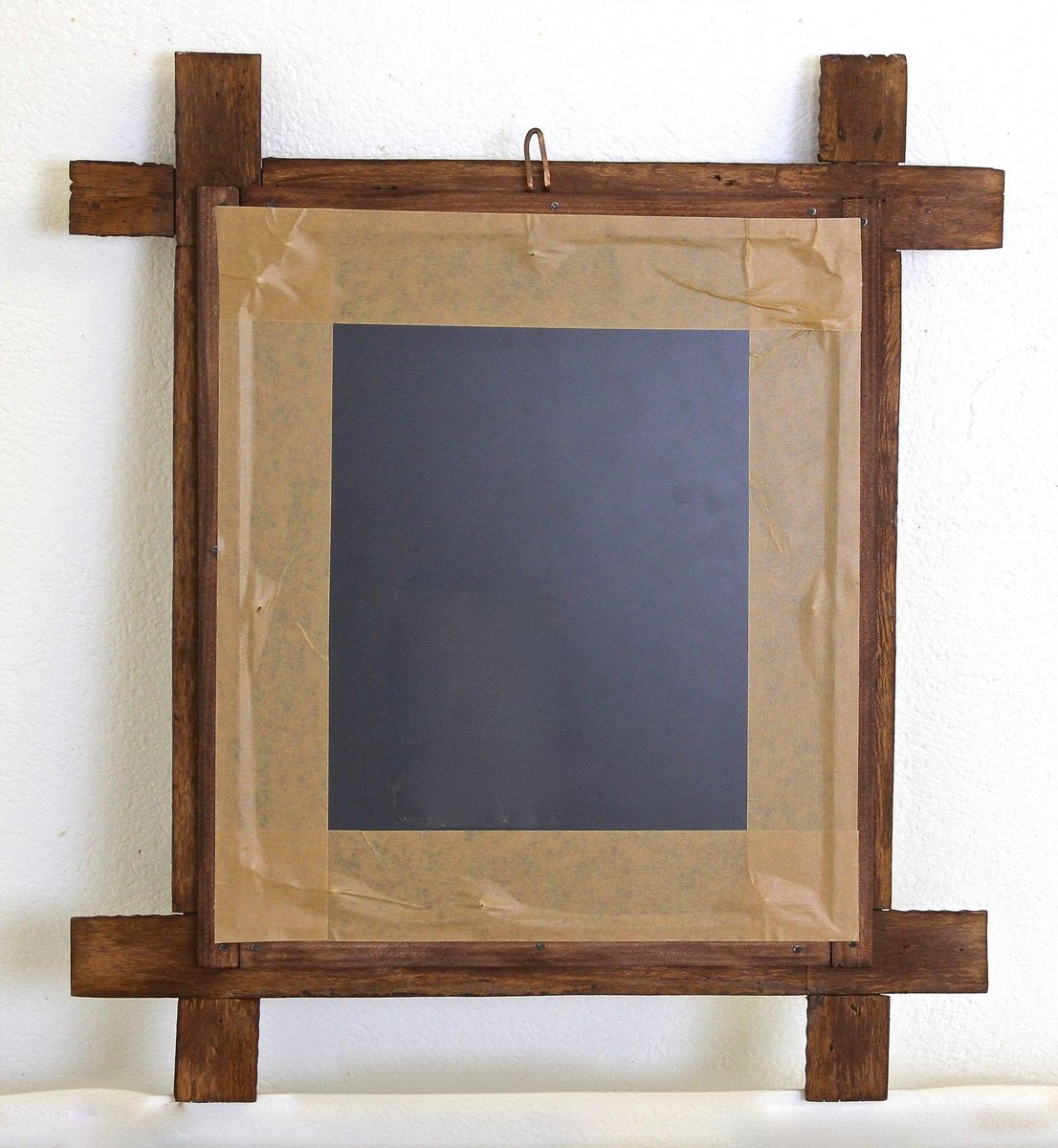 Rustic Tramp Art Wall Mirror with Chip Carvings, Austria, 1880s