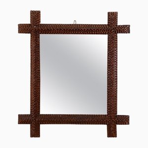 Rustic Tramp Art Wall Mirror with Chip Carvings, Austria, 1880s-TQA-1372820