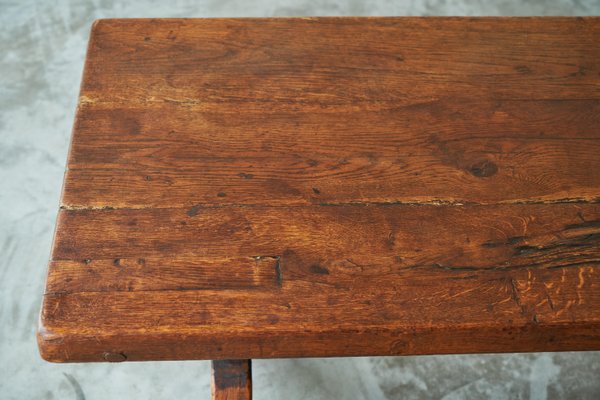 Rustic Trestle Coffee Table in Oak, Late 19th Century-FEW-2024192