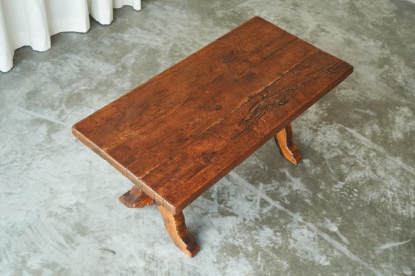 Rustic Trestle Coffee Table in Oak, Late 19th Century-FEW-2024192