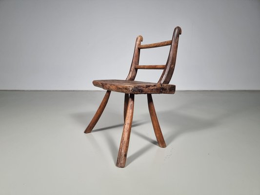 Rustic Wabi-Sabi Dark Hardwood Side Chair, 1920s-UJI-1446230