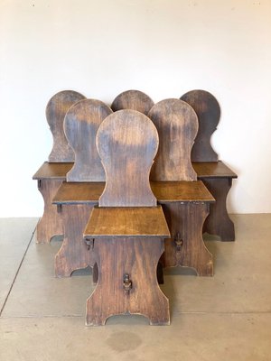 Rustic Wooden Chairs, 1960s, Set of 6-NPC-1309690