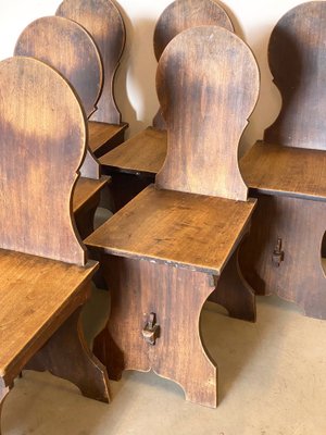 Rustic Wooden Chairs, 1960s, Set of 6-NPC-1309690