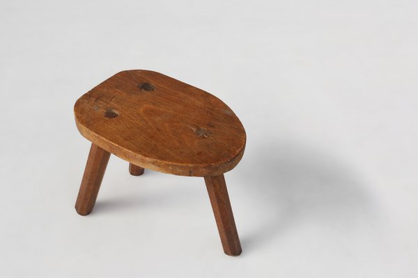 Rustic Wooden Stool, 1920s-YSY-1768380