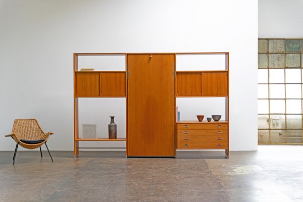 Ry 100 Shelf System with Teak Fold-Out Bed by Hans J. Wegner for Ry Møbler, Denmark, 1960s-AO-2025968