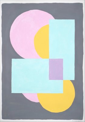 Ryan Rivadeneyra, Geometric Bloom in Pastel Tones, 2022, Acrylic on Paper-RWC-1236233