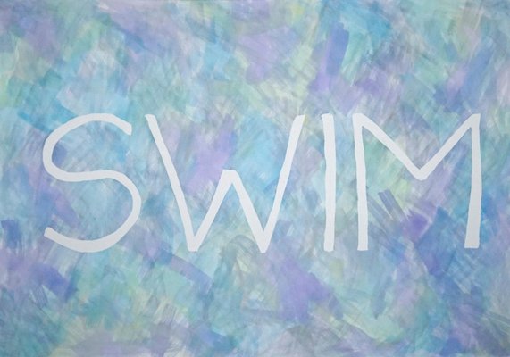 Ryan Rivadeneyra, Swim, Summer Fresh Painting on Paper, Typography in Purple, 2021-RWC-866914