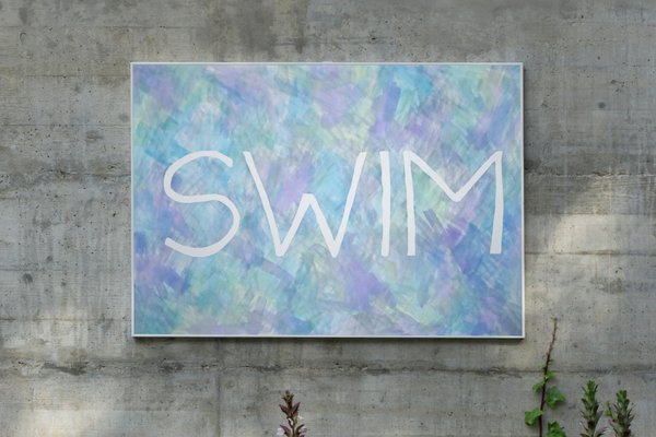 Ryan Rivadeneyra, Swim, Summer Fresh Painting on Paper, Typography in Purple, 2021-RWC-866914