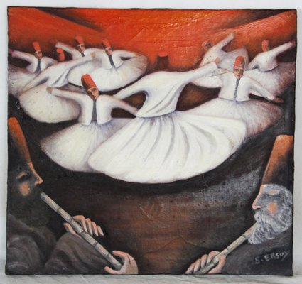 S. Ersoy, Dervish Dance, 1950s, Oil on Canvas-ZYI-1352107