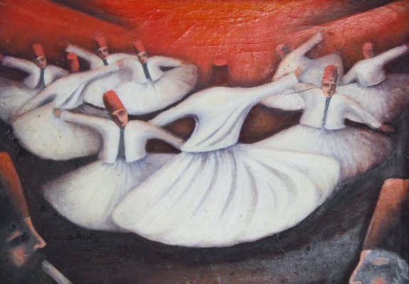 S. Ersoy, Dervish Dance, 1950s, Oil on Canvas-ZYI-1352107