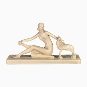 S Melani, Art Deco Figurative Sculpture, 1920s, Plaster-CTD-1792439