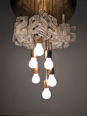 S Shaped Murano Glass Chandelier from Mazzega, 1970s-JJT-2025963