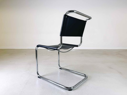 S33/S34 Cantilever Chair in Black Leather by Mart Stam & Marcel Breuer for Thonet, 1990s-QDV-1966661