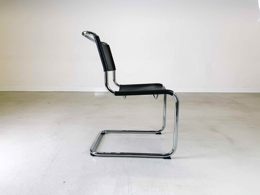 S33/S34 Cantilever Chair in Black Leather by Mart Stam & Marcel Breuer for Thonet, 1990s-QDV-1966661