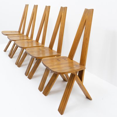 S45 Chairs by Pierre Chapo, 1980s, Set of 5-TJQ-1305330