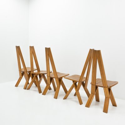 S45 Chairs by Pierre Chapo, 1980s, Set of 5-TJQ-1305330