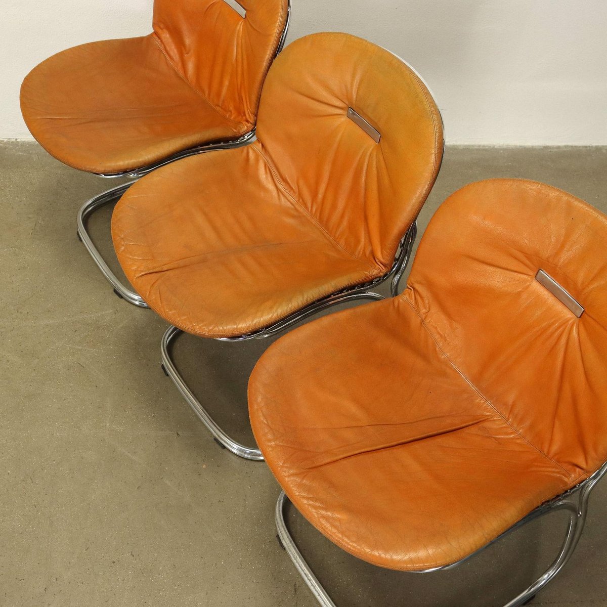 Sabrina Leather Chairs by Gastone Rinaldi for Rima, Italy, 1960s, Set of 4