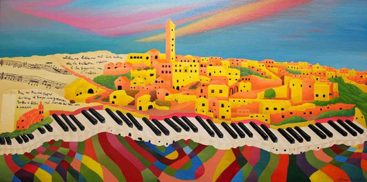 Sabrina Pugliese, Libiamo in Matera, Original Oil Painting on Canvas, 2019