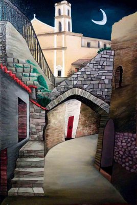 Sabrina Pugliese, The Village and the Moon, Original Painting, 2017-ZCI-983901