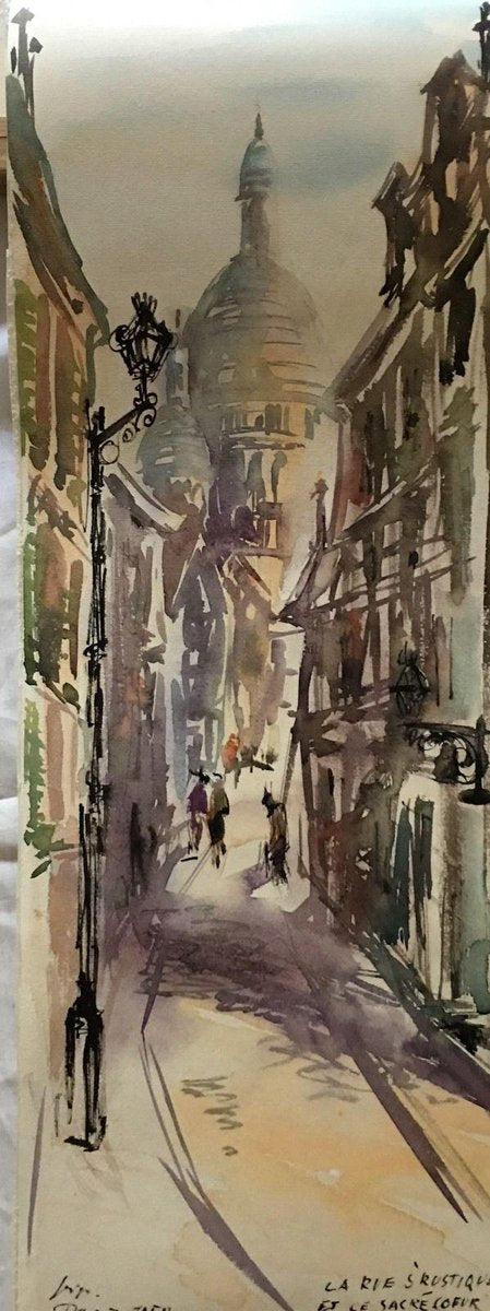 Sacre Coeur Paris La Rue S'Rustique, Watercolor