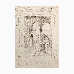 Sacred Scene - Original Pen Drawing - 20th Century 20th Century-ZCI-777649