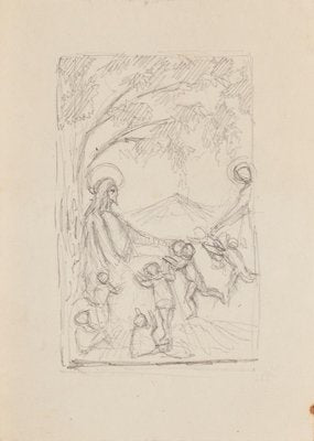 Sacred Scene - Original Pencil Drawing - 20th Century 20th Century-ZCI-777646