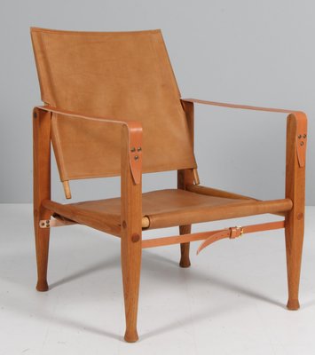 Safari Chair with Ottoman attributed to Kaare Klint for Rud Rasmussen, 1960s, Set of 2-HJB-1724397