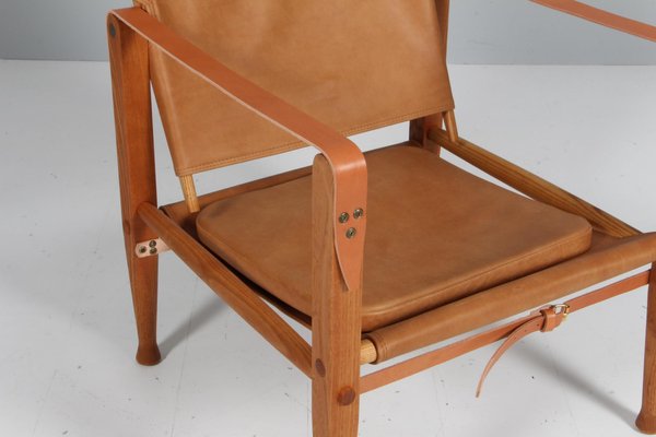 Safari Chair with Ottoman attributed to Kaare Klint for Rud Rasmussen, 1960s, Set of 2-HJB-1724397