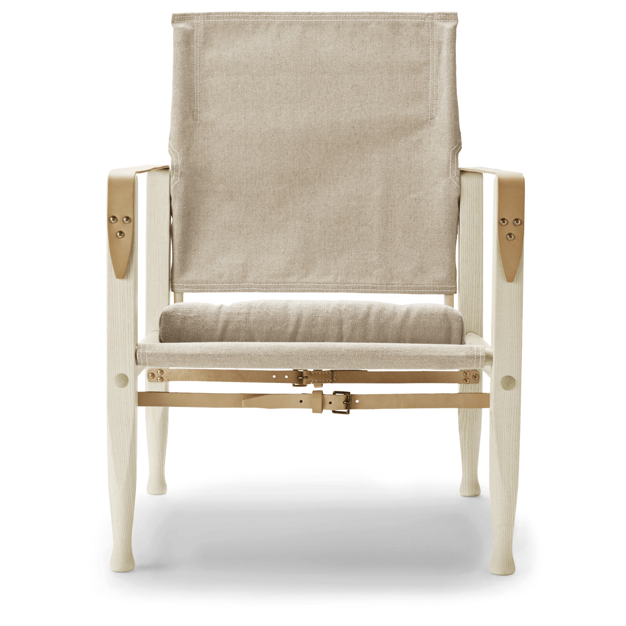 KK47000 | Safari Chair by Carl Hansen & Søn #White oiled ash / Canvas natural / Saddle leather