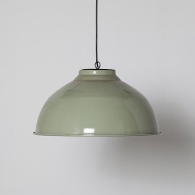 Sage Green Enamel Hanging Lamp, 1950s-JC-1389072