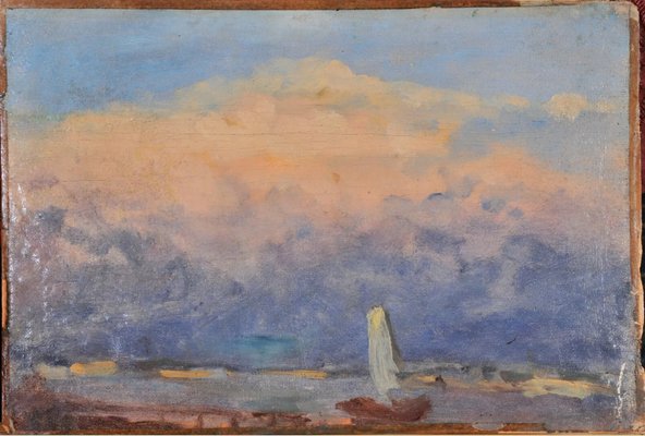 Sailing Boat on the Sea, 1890s-1910s, Oil on Canvas-QOR-2026917