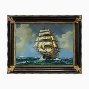 Sailing Ship, Neapolitan School, 1900s, Oil on Canvas, Framed-VHF-1189830