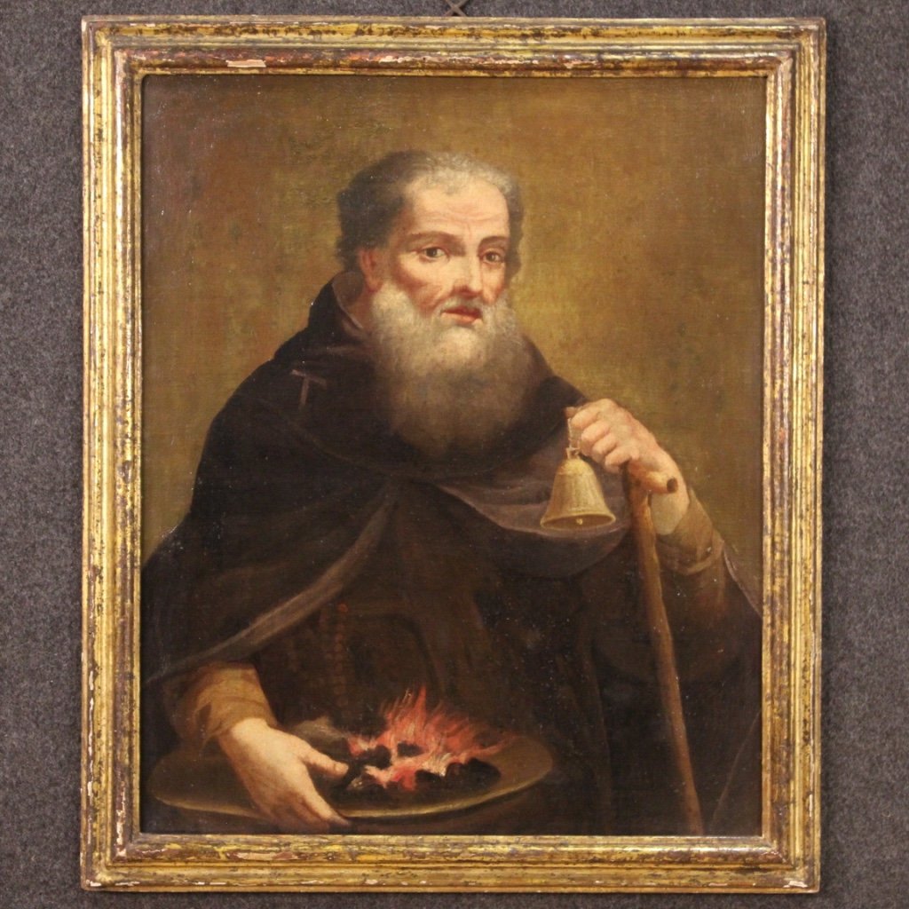 Saint Anthony the Abbot, 18th Century, Oil on Canvas, Framed