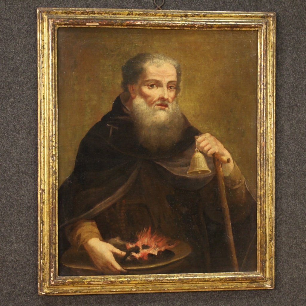 Saint Anthony the Abbot, 18th Century, Oil on Canvas, Framed