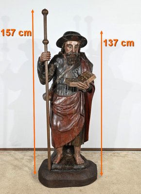 Saint James, 18th Century, Large Polychrome Oak Carving-RVK-1806897