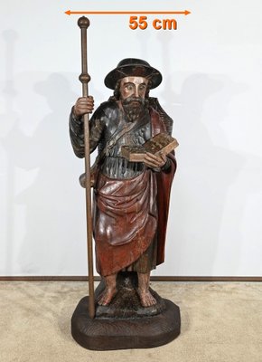 Saint James, 18th Century, Large Polychrome Oak Carving-RVK-1806897