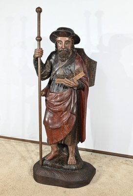 Saint James, 18th Century, Large Polychrome Oak Carving-RVK-1806897