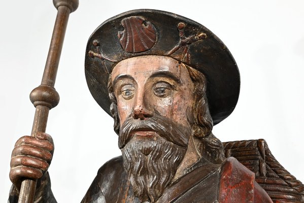 Saint James, 18th Century, Large Polychrome Oak Carving-RVK-1806897